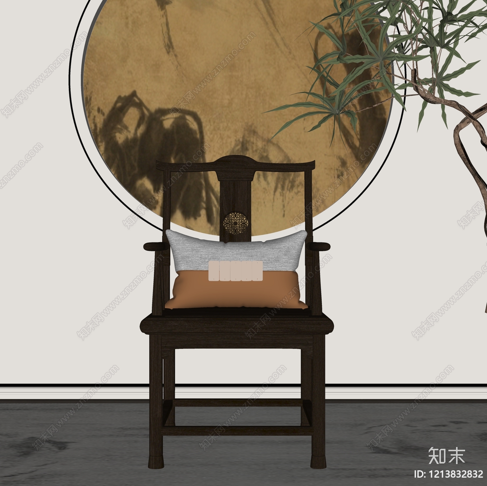 新中式休闲椅SU模型下载【ID:1213832832】