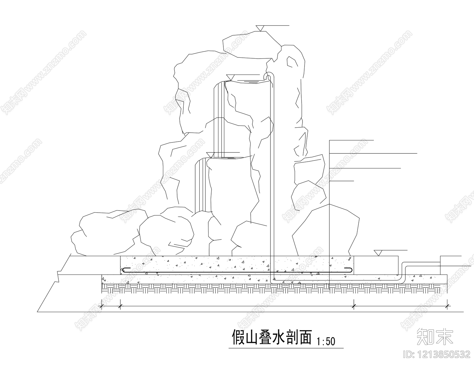中式假山水景图库cad施工图下载【ID:1213850532】