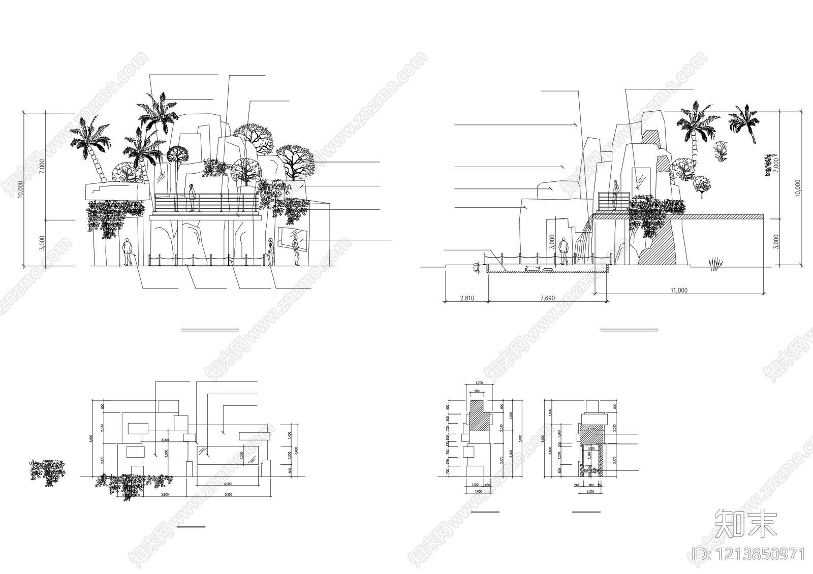 中式假山水景图库cad施工图下载【ID:1213850971】