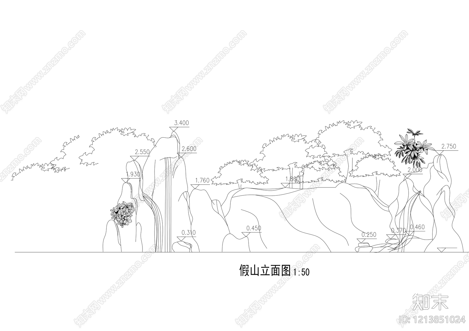 中式假山水景图库cad施工图下载【ID:1213851024】