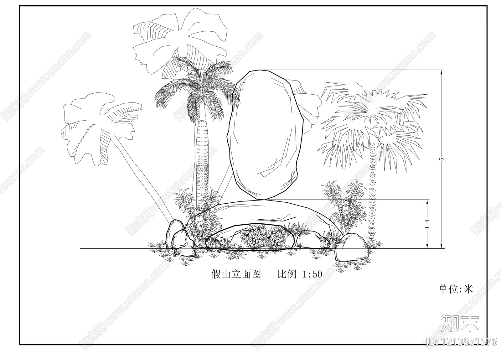 中式假山水景图库cad施工图下载【ID:1213851576】
