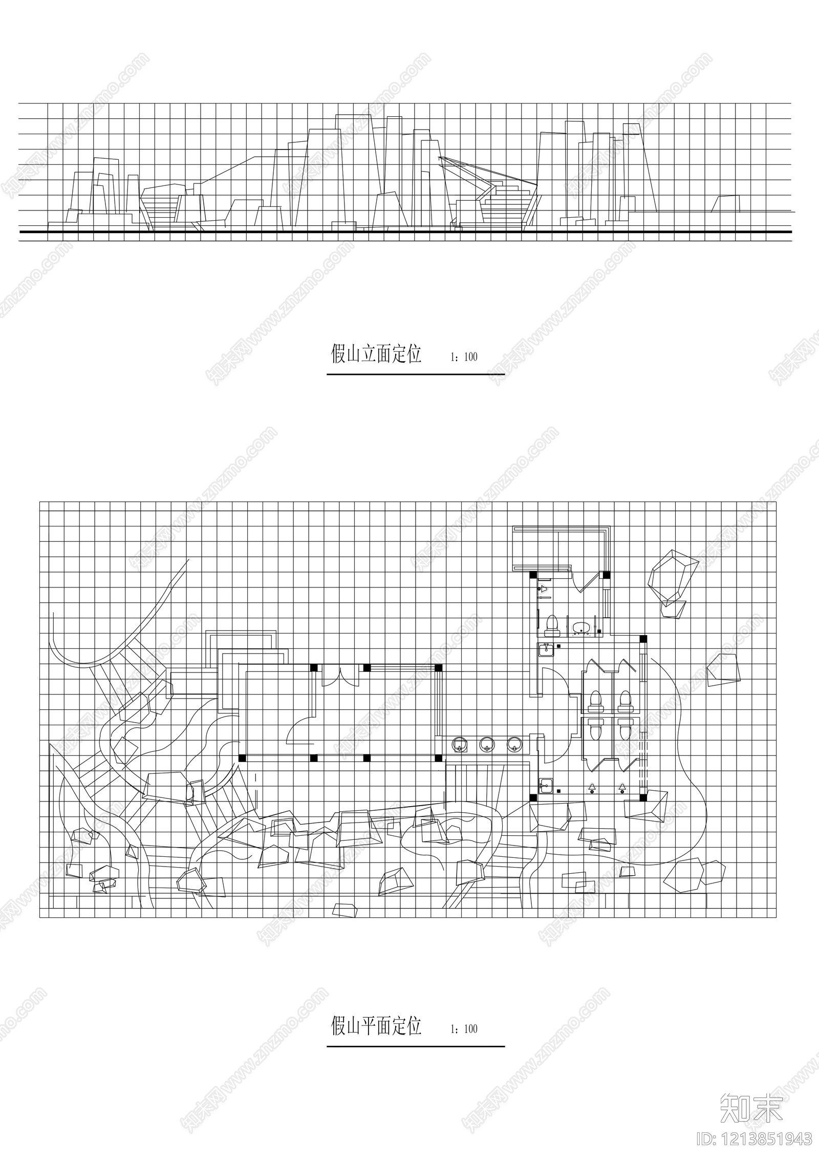 中式假山水景图库cad施工图下载【ID:1213851943】