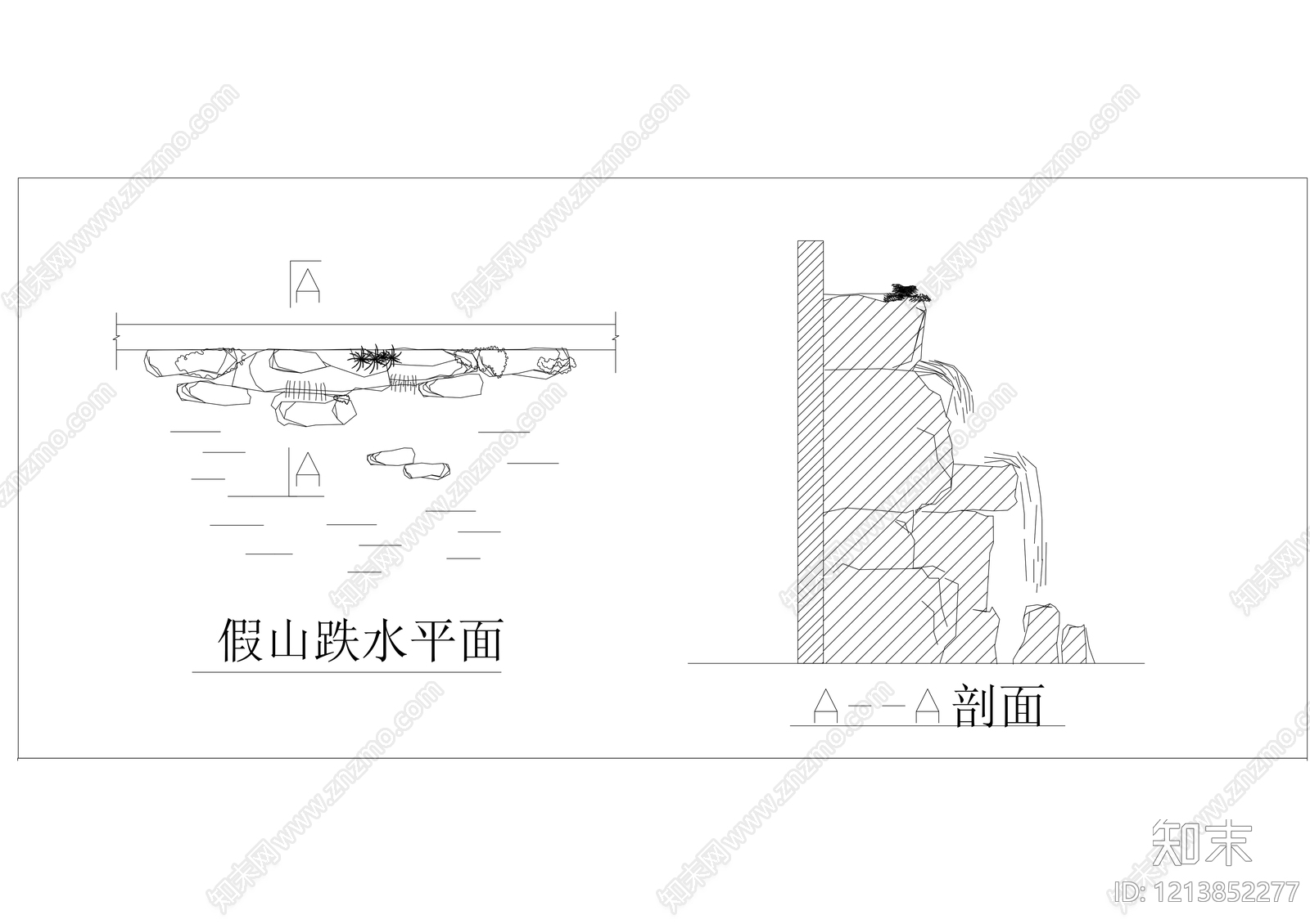 中式假山水景图库cad施工图下载【ID:1213852277】