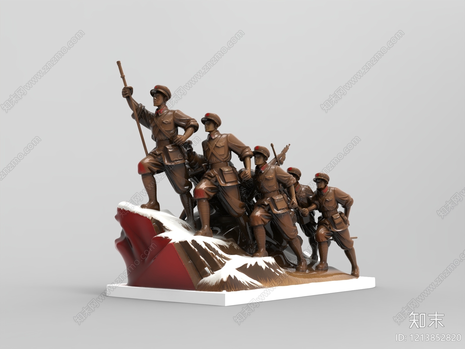 红色主题雕塑风格雕塑摆件3D模型下载【ID:1213852820】