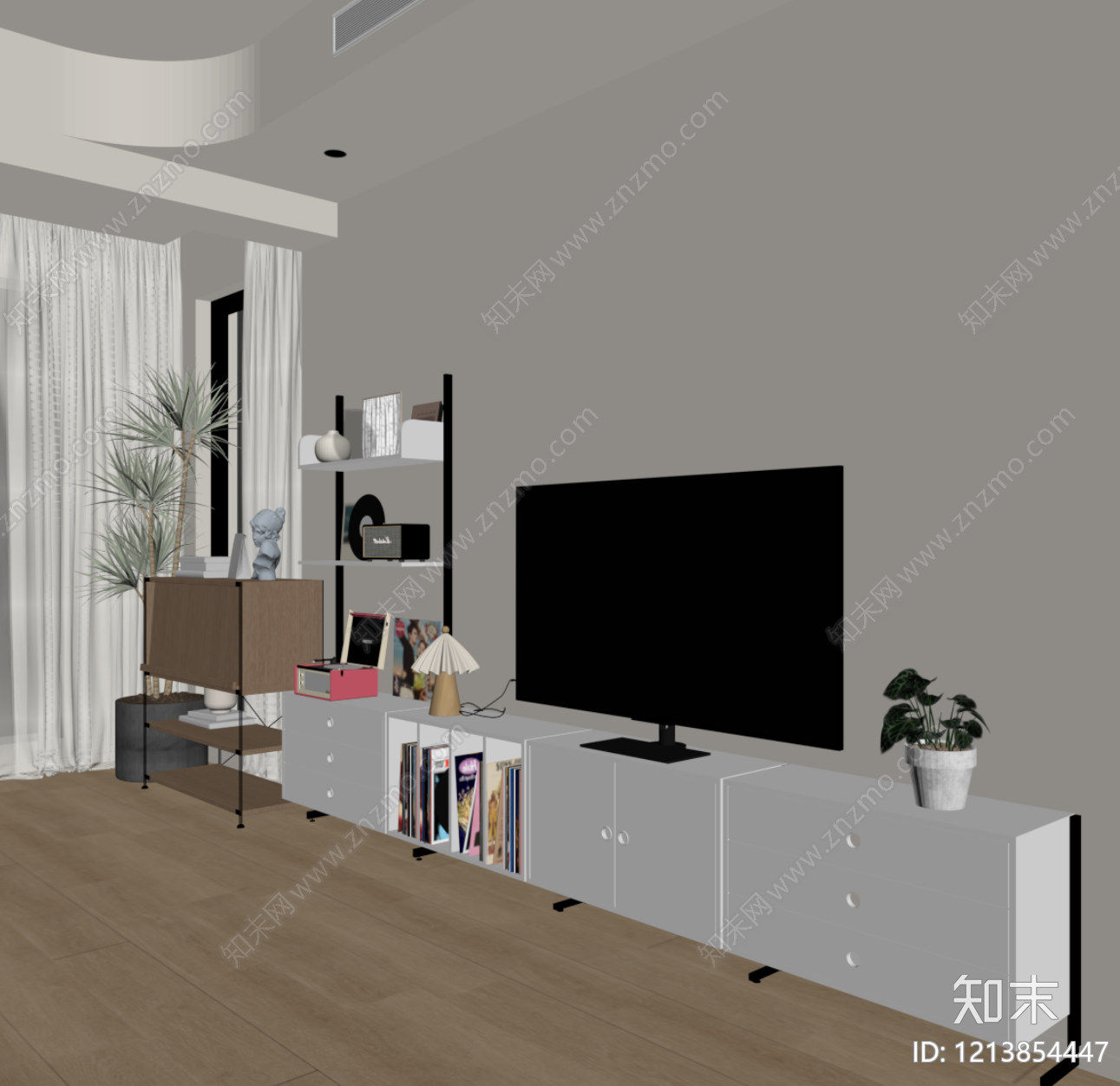 现代电视柜SU模型下载【ID:1213854447】