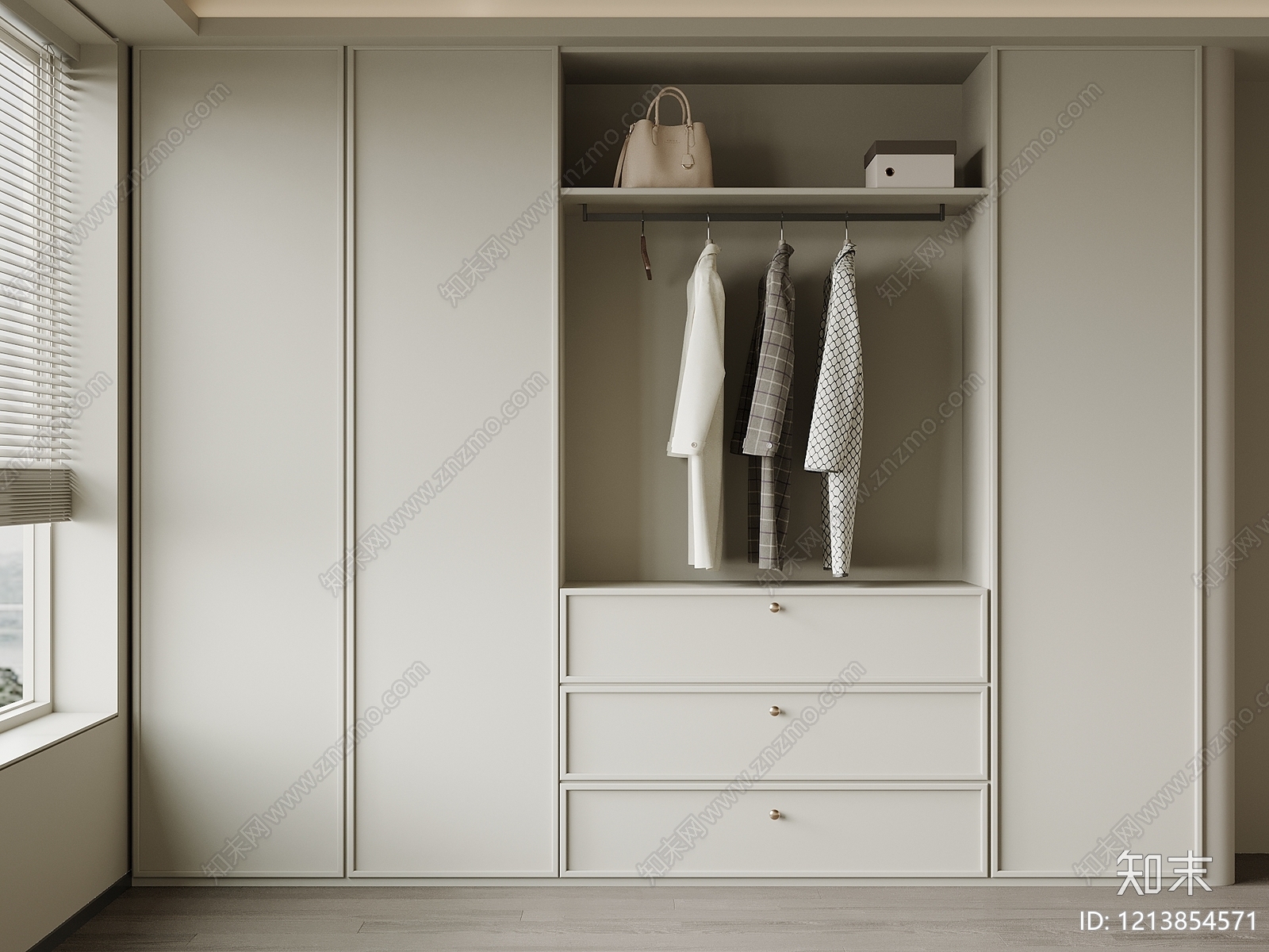 极简衣帽间3D模型下载【ID:1213854571】