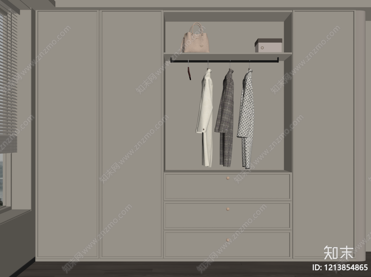 现代衣帽间SU模型下载【ID:1213854865】