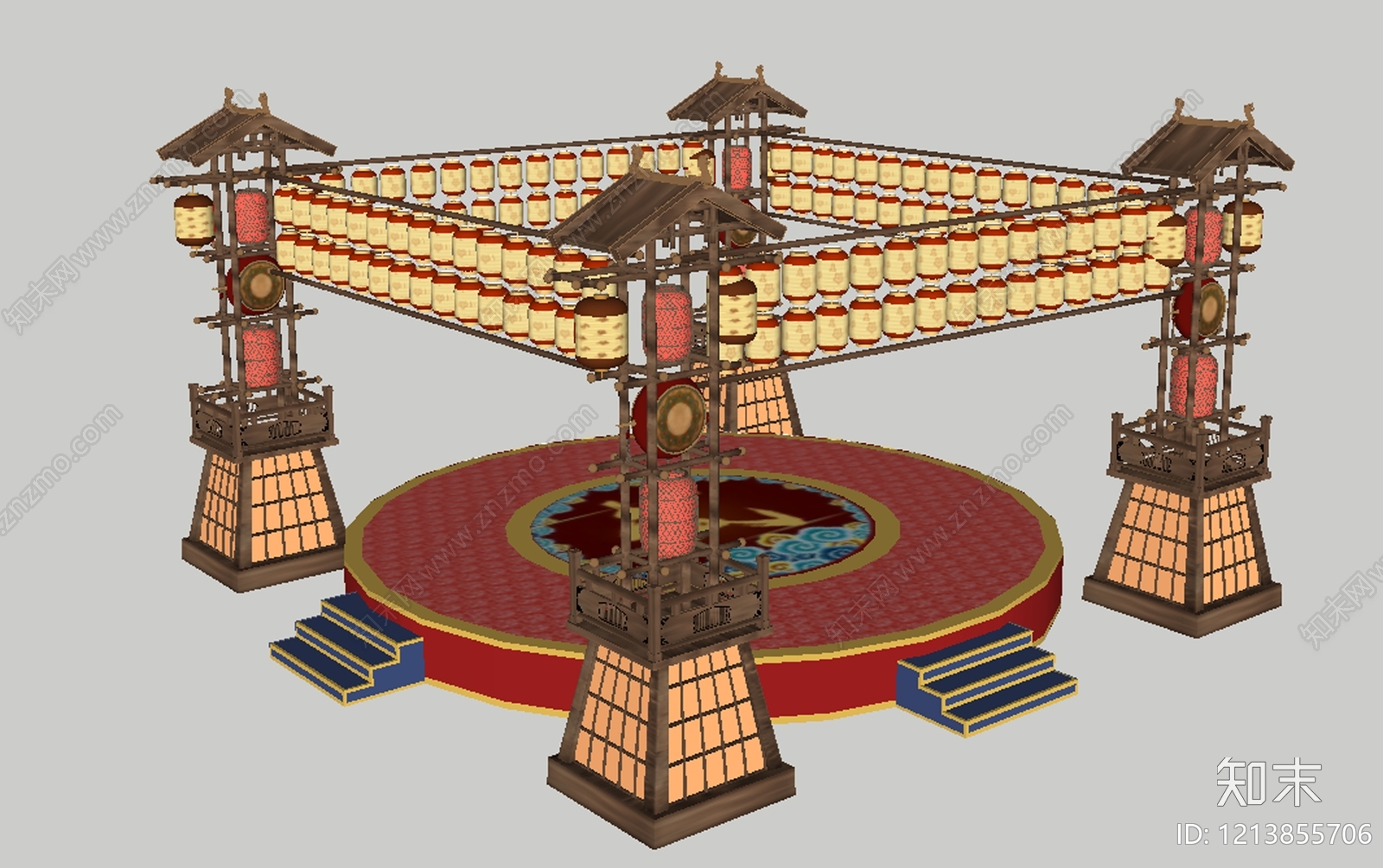 新中式古建筑SU模型下载【ID:1213855706】