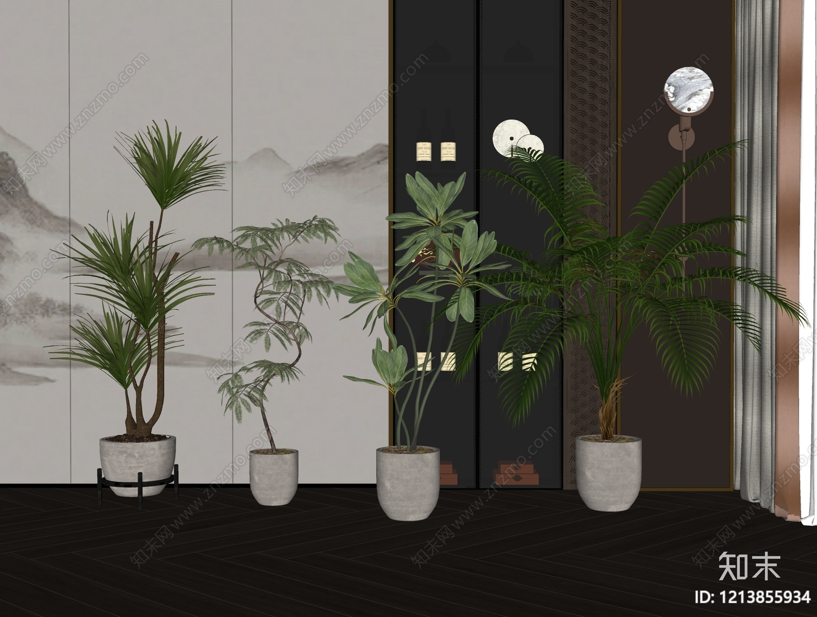 新中式盆栽SU模型下载【ID:1213855934】
