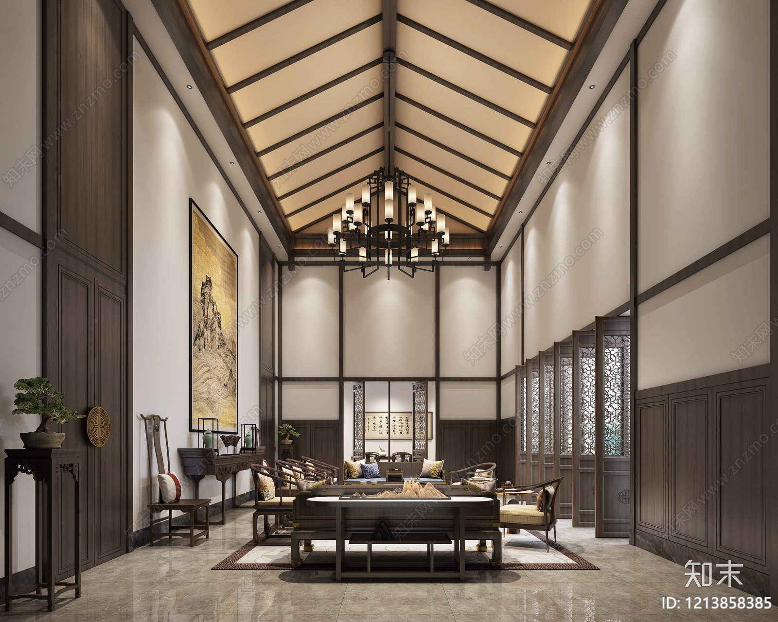 新中式接待室3D模型下载【ID:1213858385】