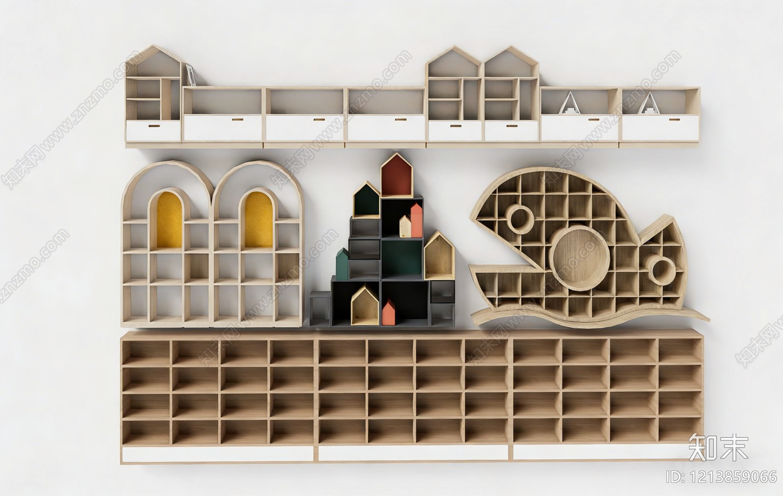 原木风书架SU模型下载【ID:1213859066】
