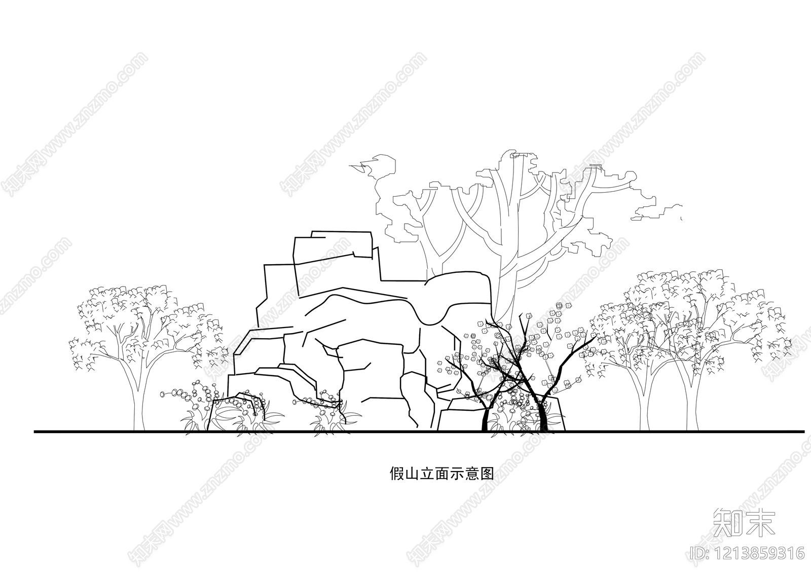 中式假山水景图库cad施工图下载【ID:1213859316】