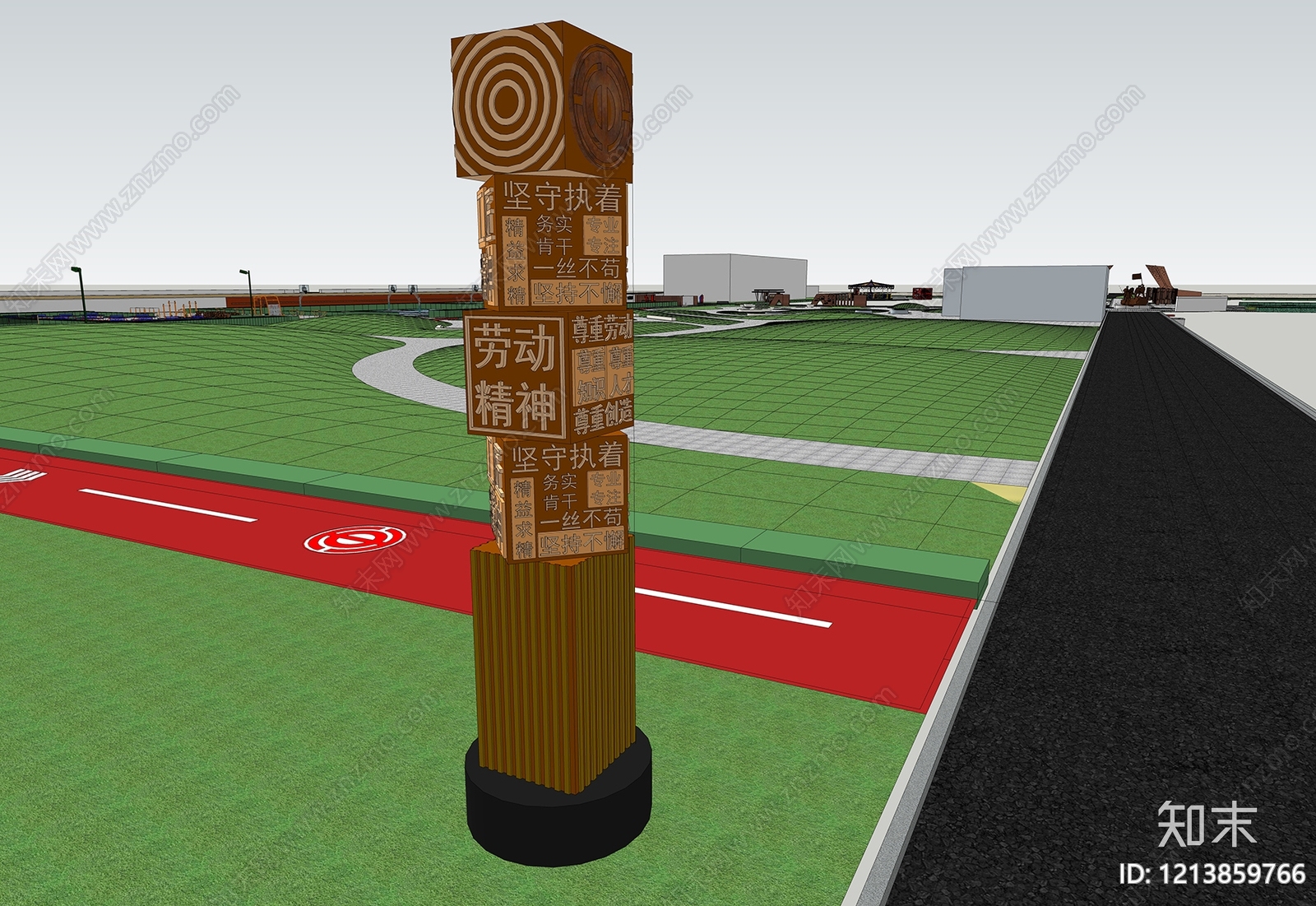 新中式景观柱SU模型下载【ID:1213859766】