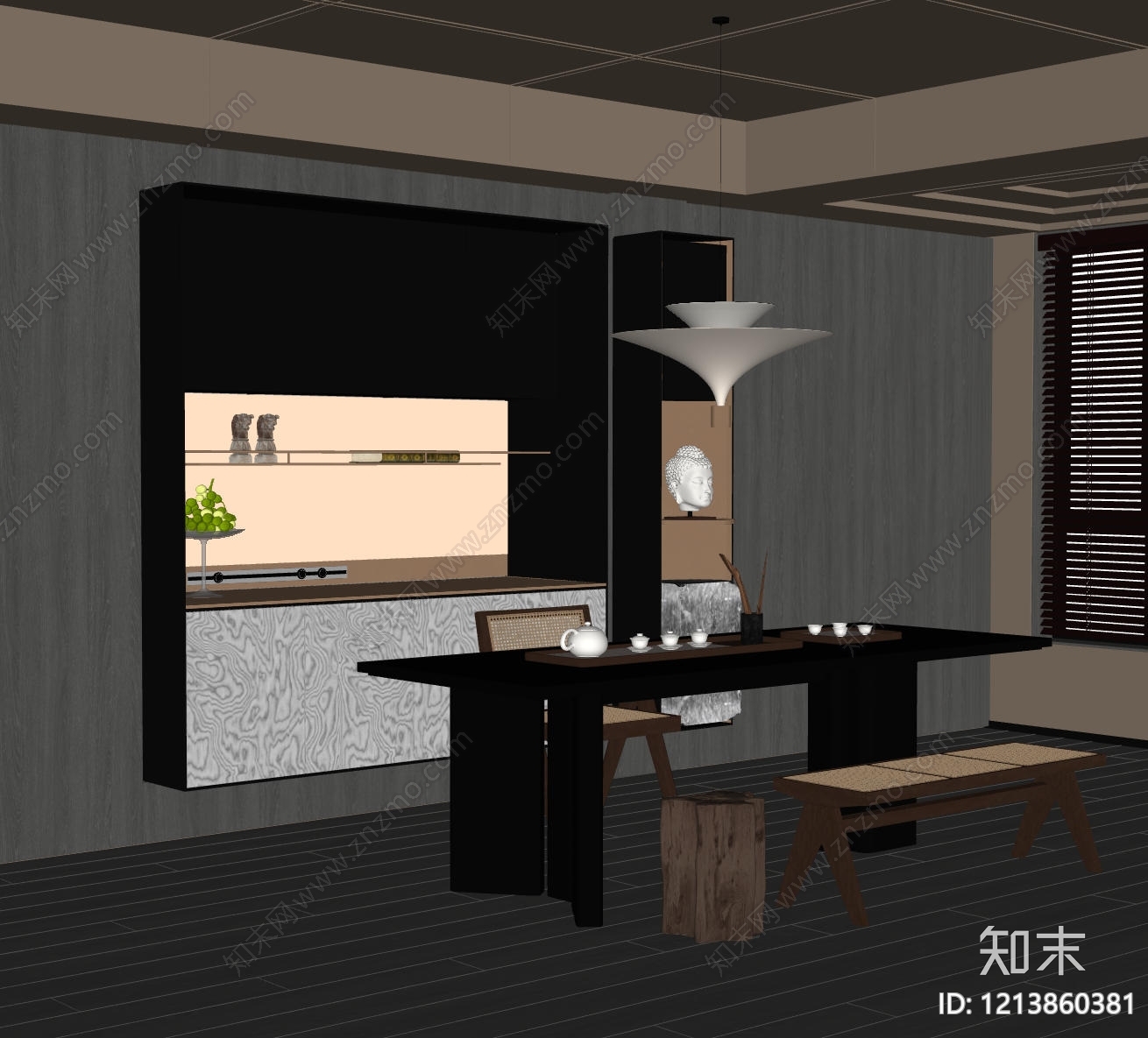 现代茶室SU模型下载【ID:1213860381】