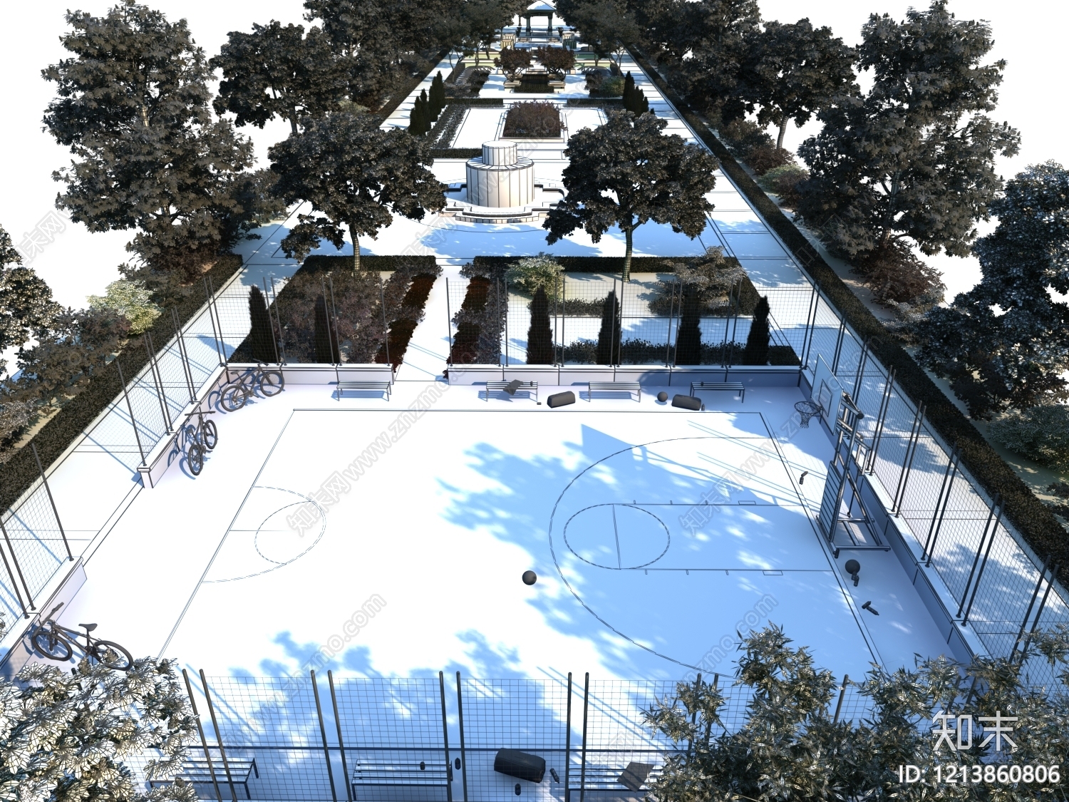 意式园林运动空间3D模型下载【ID:1213860806】