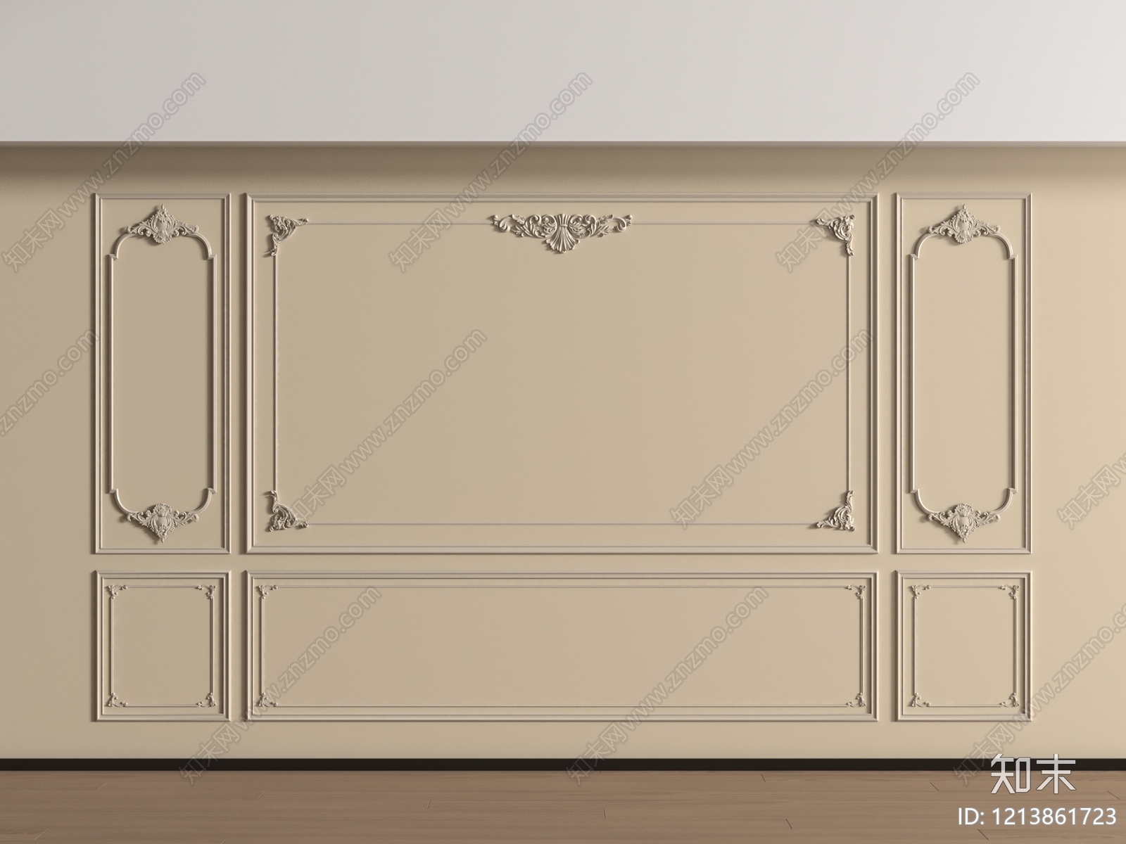 法式床头背景墙3D模型下载【ID:1213861723】
