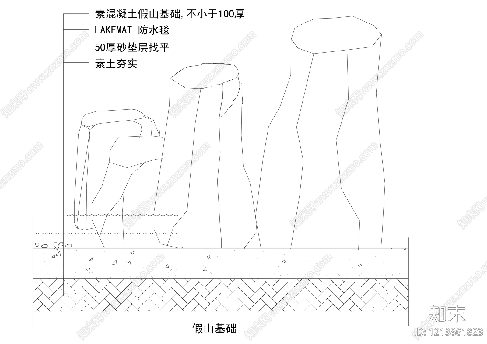 中式假山水景图库cad施工图下载【ID:1213861823】