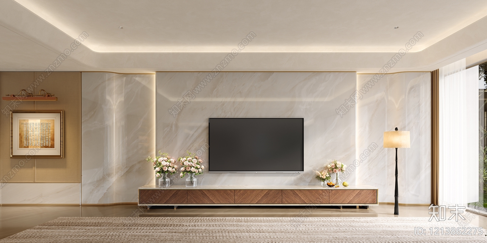 奶油风家居客厅3D模型下载【ID:1213862275】