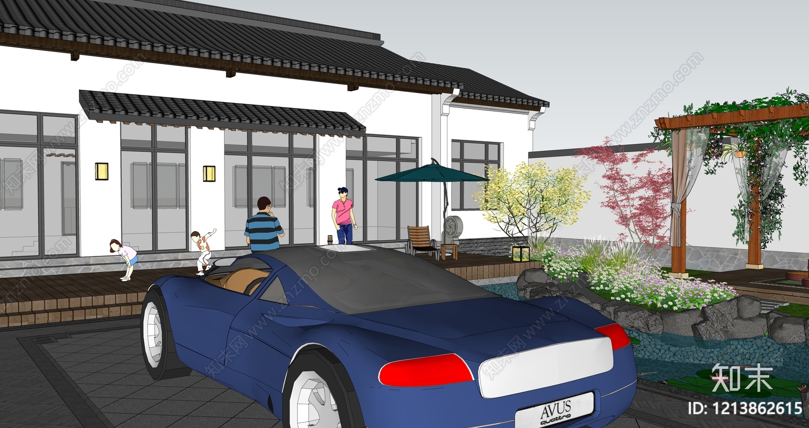 新中式乡村民房SU模型下载【ID:1213862615】