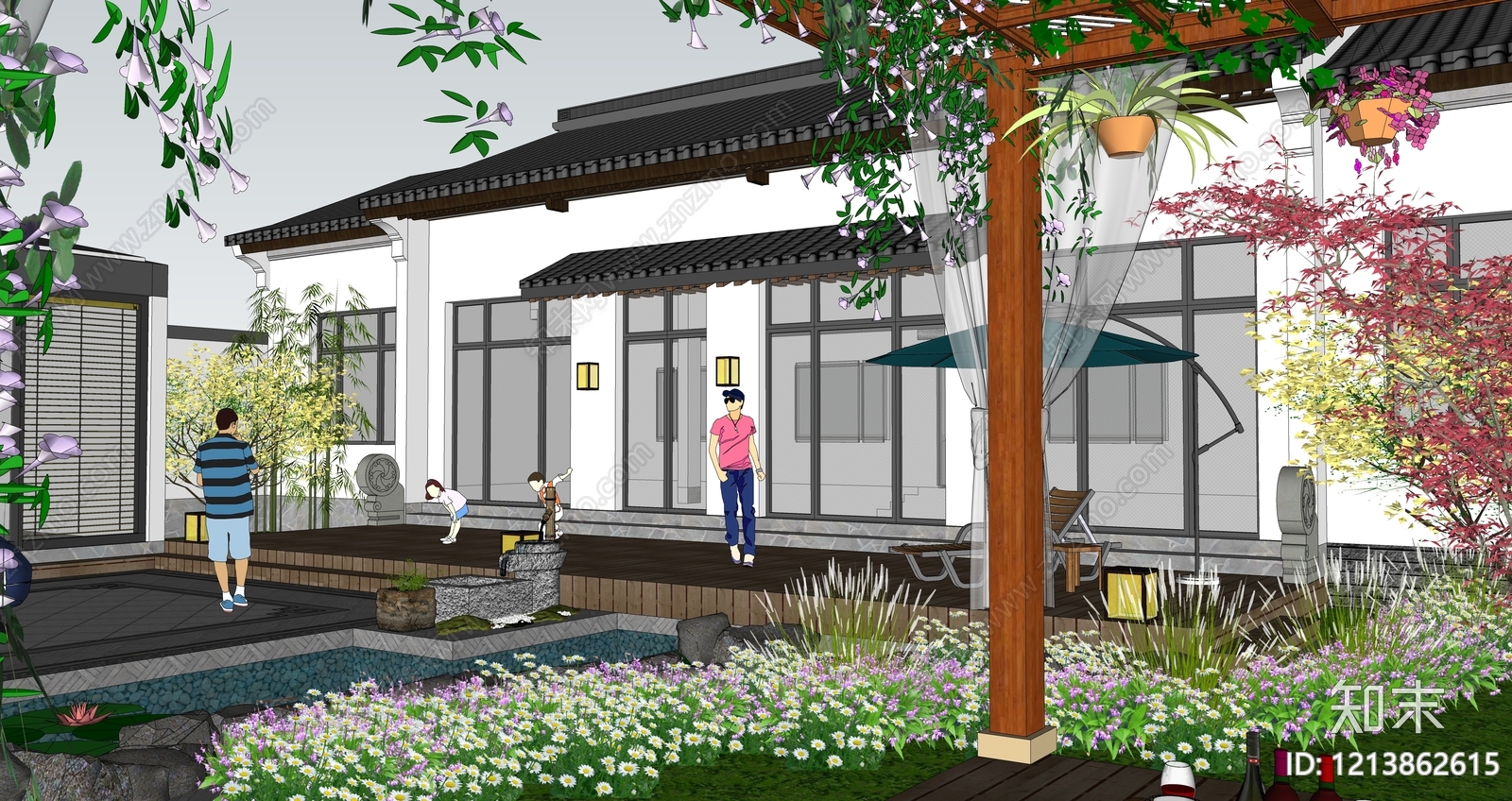 新中式乡村民房SU模型下载【ID:1213862615】