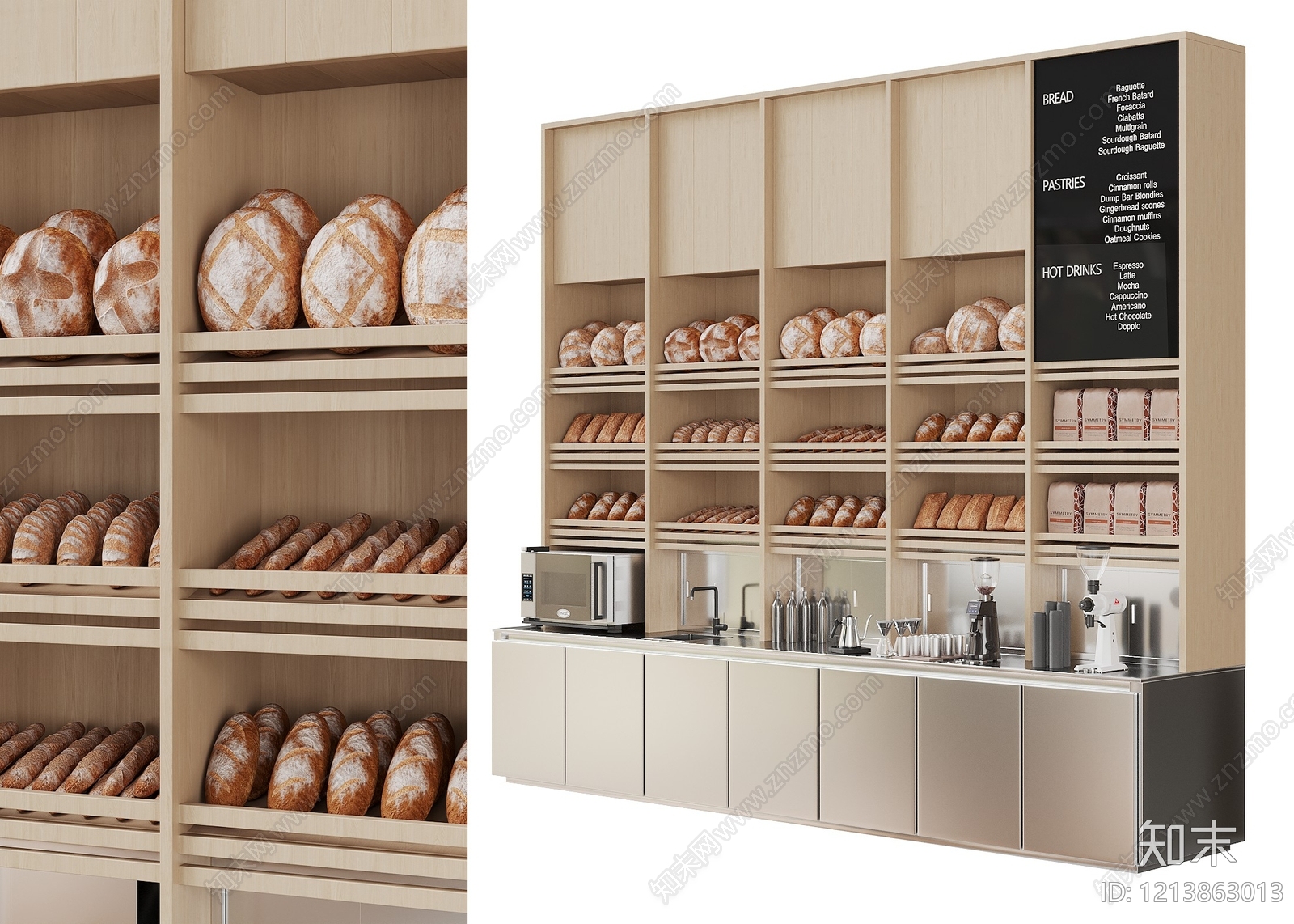 原木极简甜品面包店3D模型下载【ID:1213863013】