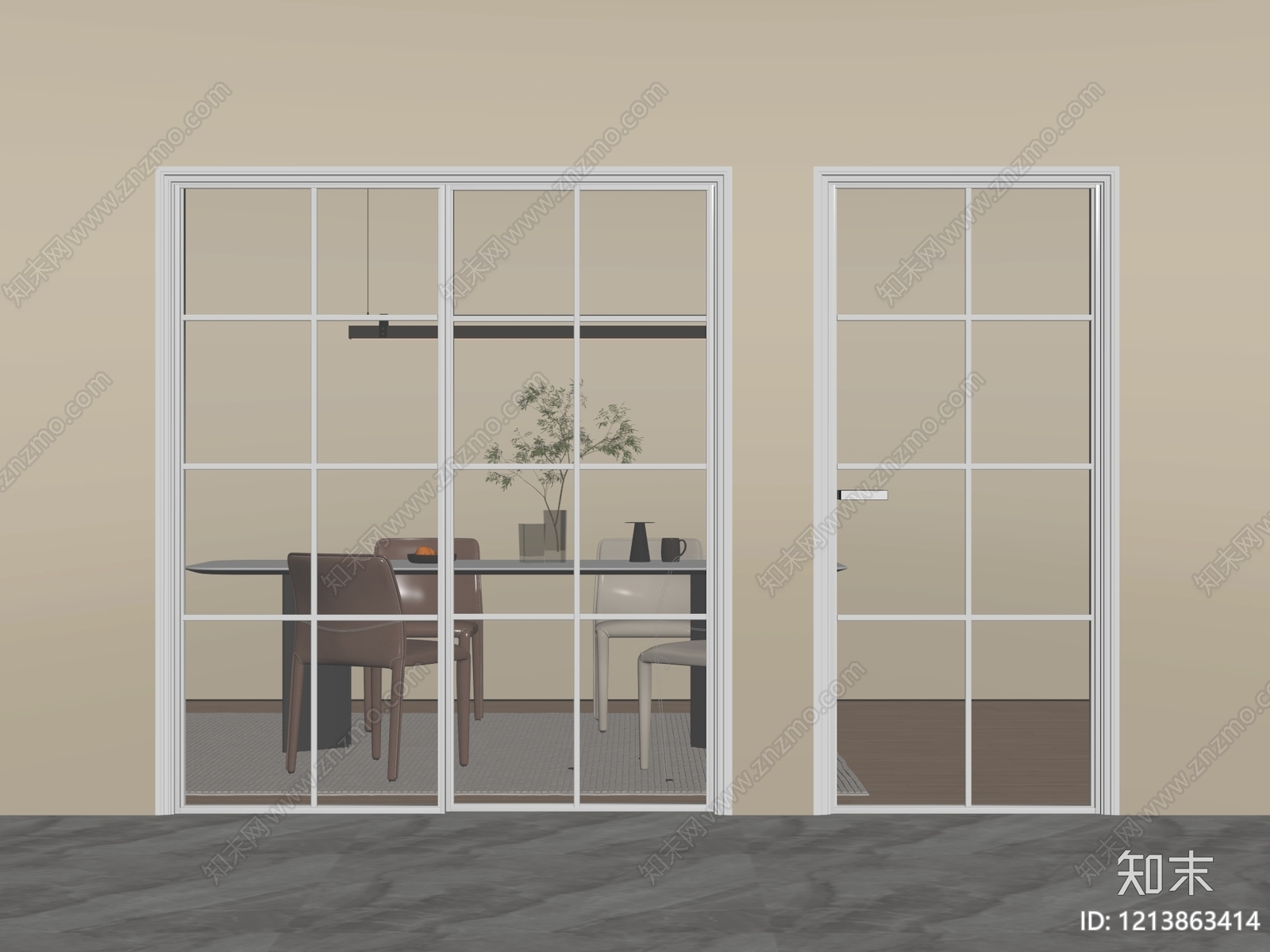 现代简约推拉门SU模型下载【ID:1213863414】