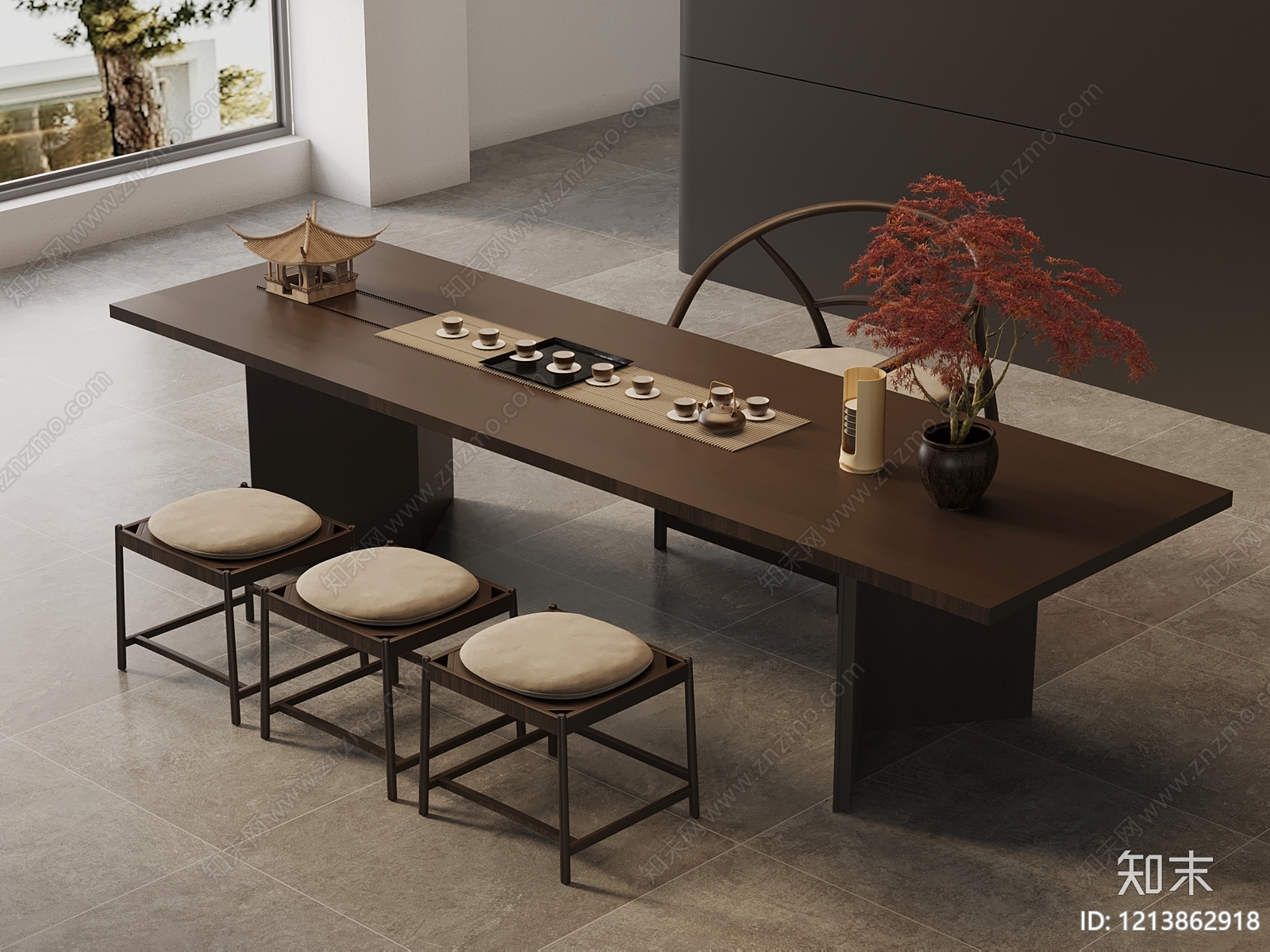 新中式茶桌椅3D模型下载【ID:1213862918】
