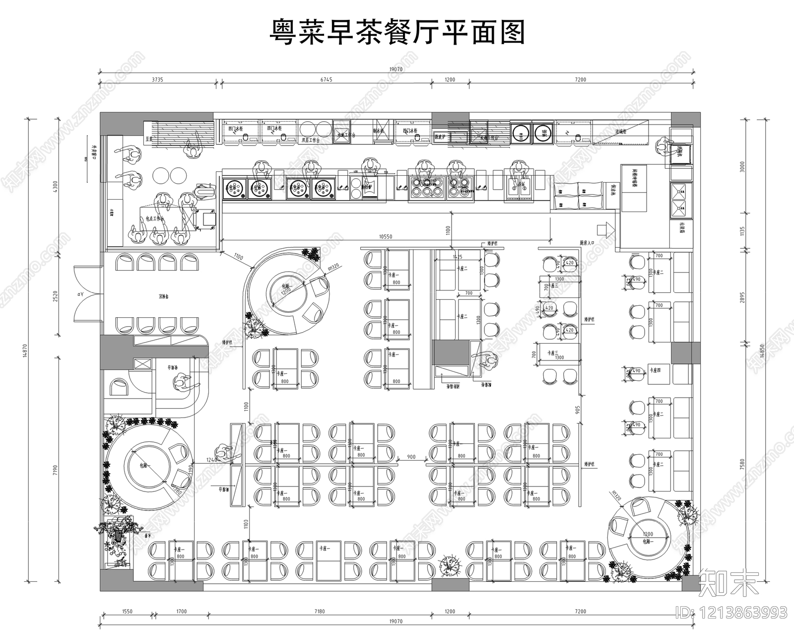 现代茶餐厅cad施工图下载【ID:1213863993】