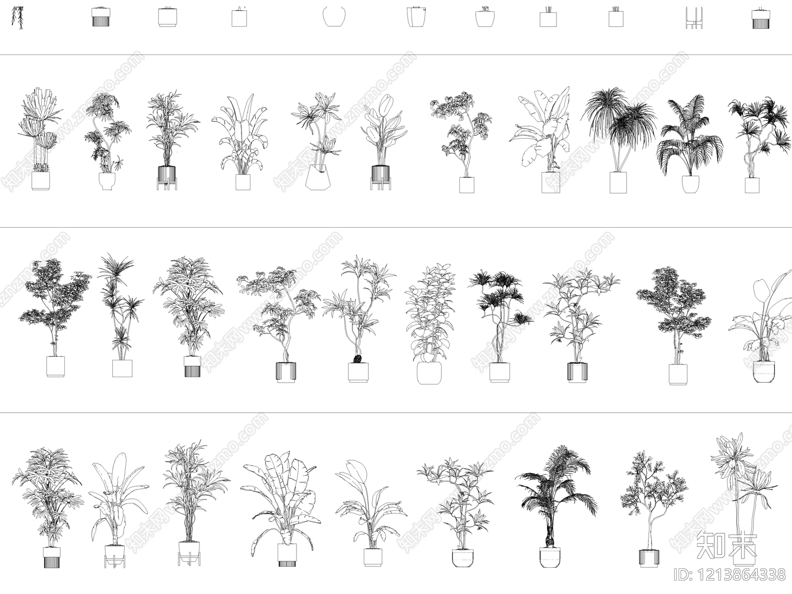 现代绿植cad施工图下载【ID:1213864338】