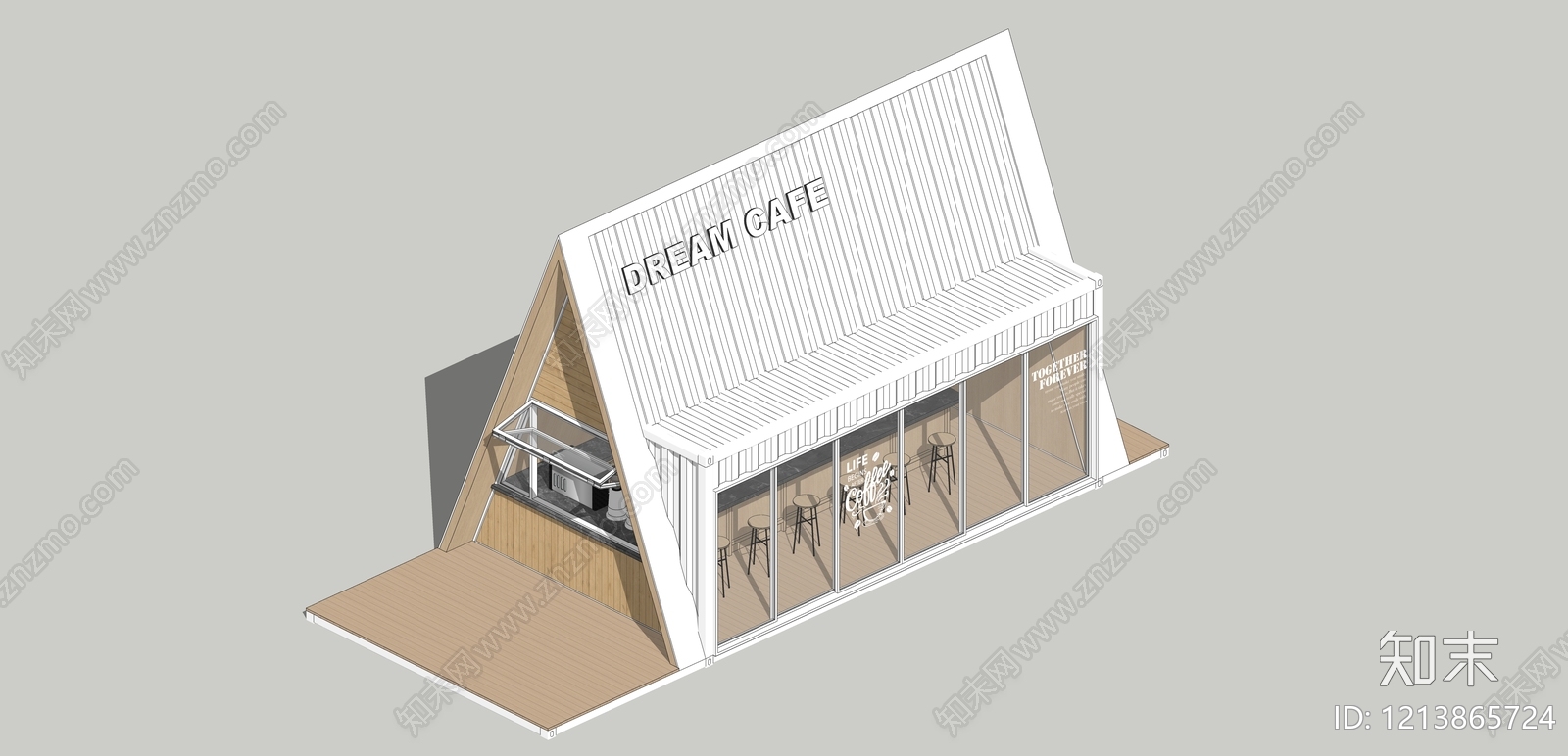 现代简约餐饮建筑SU模型下载【ID:1213865724】