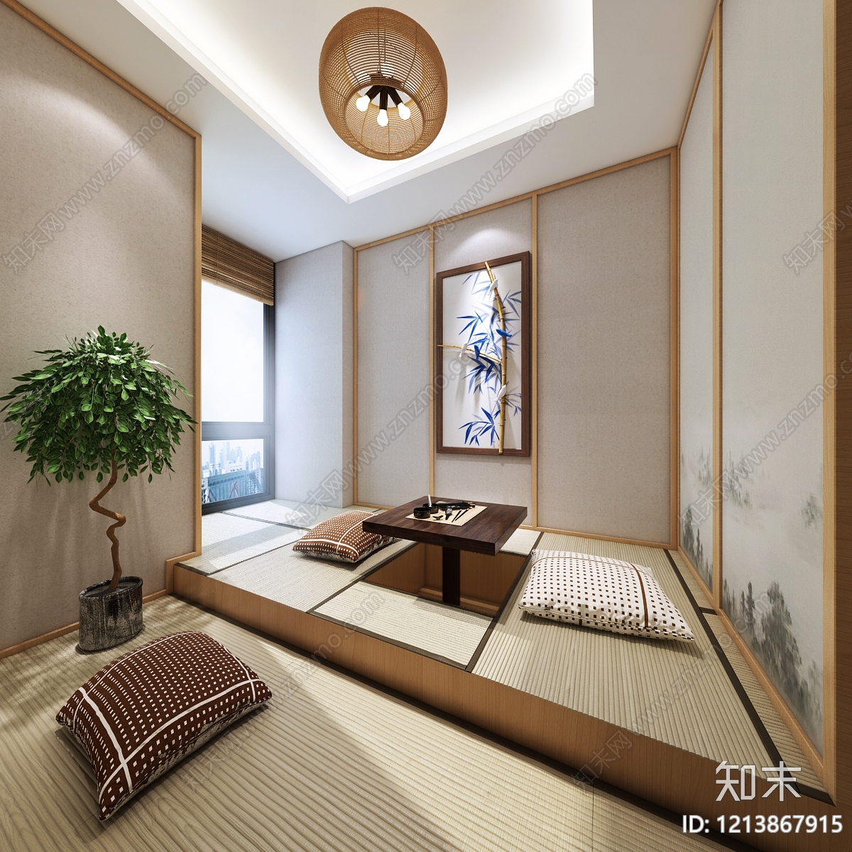 日式榻榻米卧室3D模型下载【ID:1213867915】