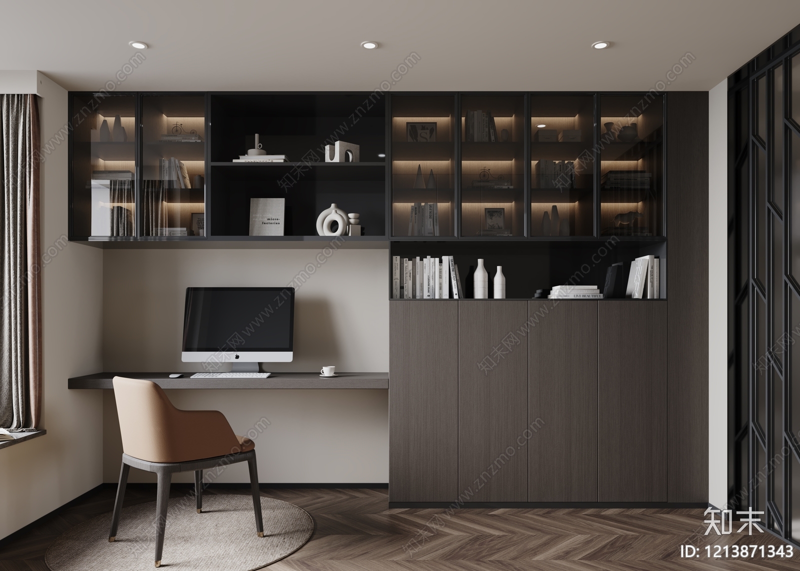 现代简约书房3D模型下载【ID:1213871343】