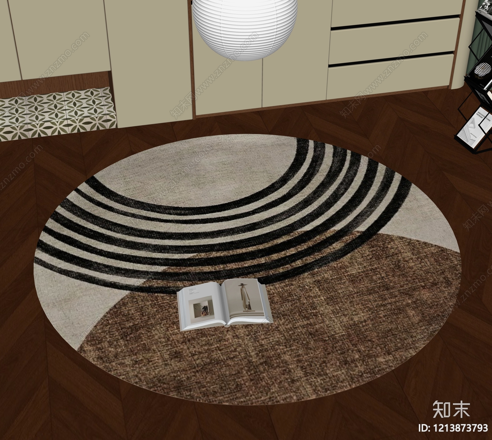 现代简约圆形地毯SU模型下载【ID:1213873793】