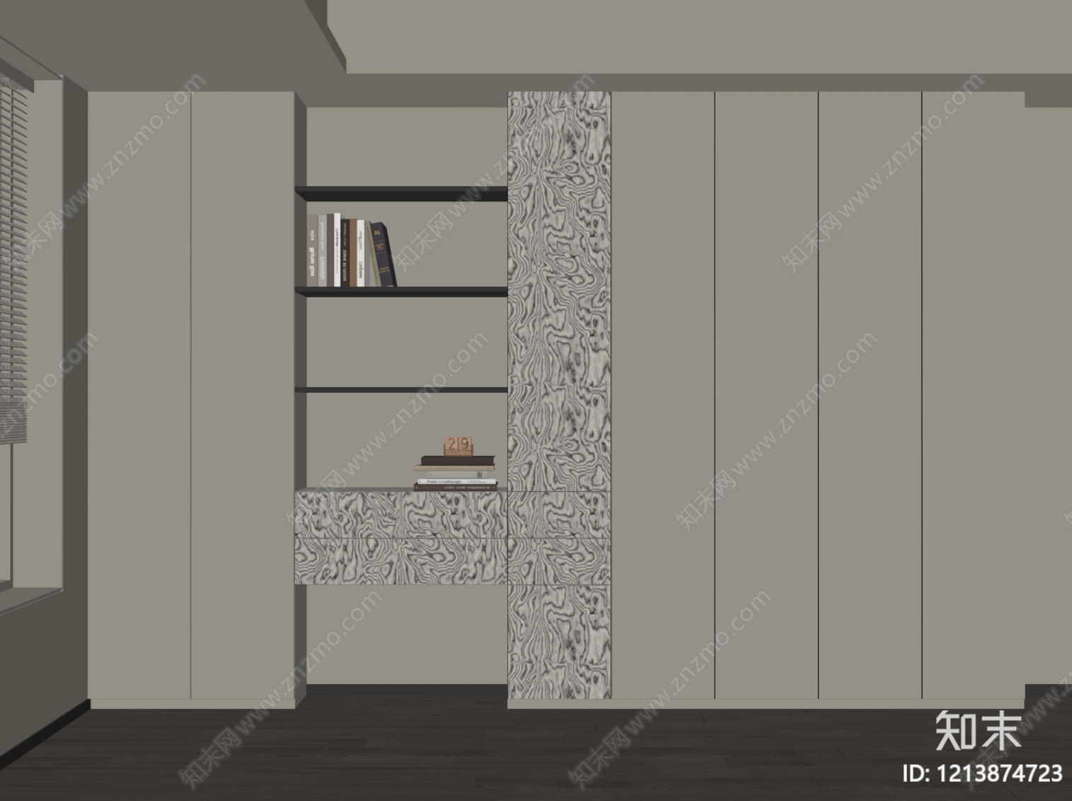 现代简约书柜SU模型下载【ID:1213874723】