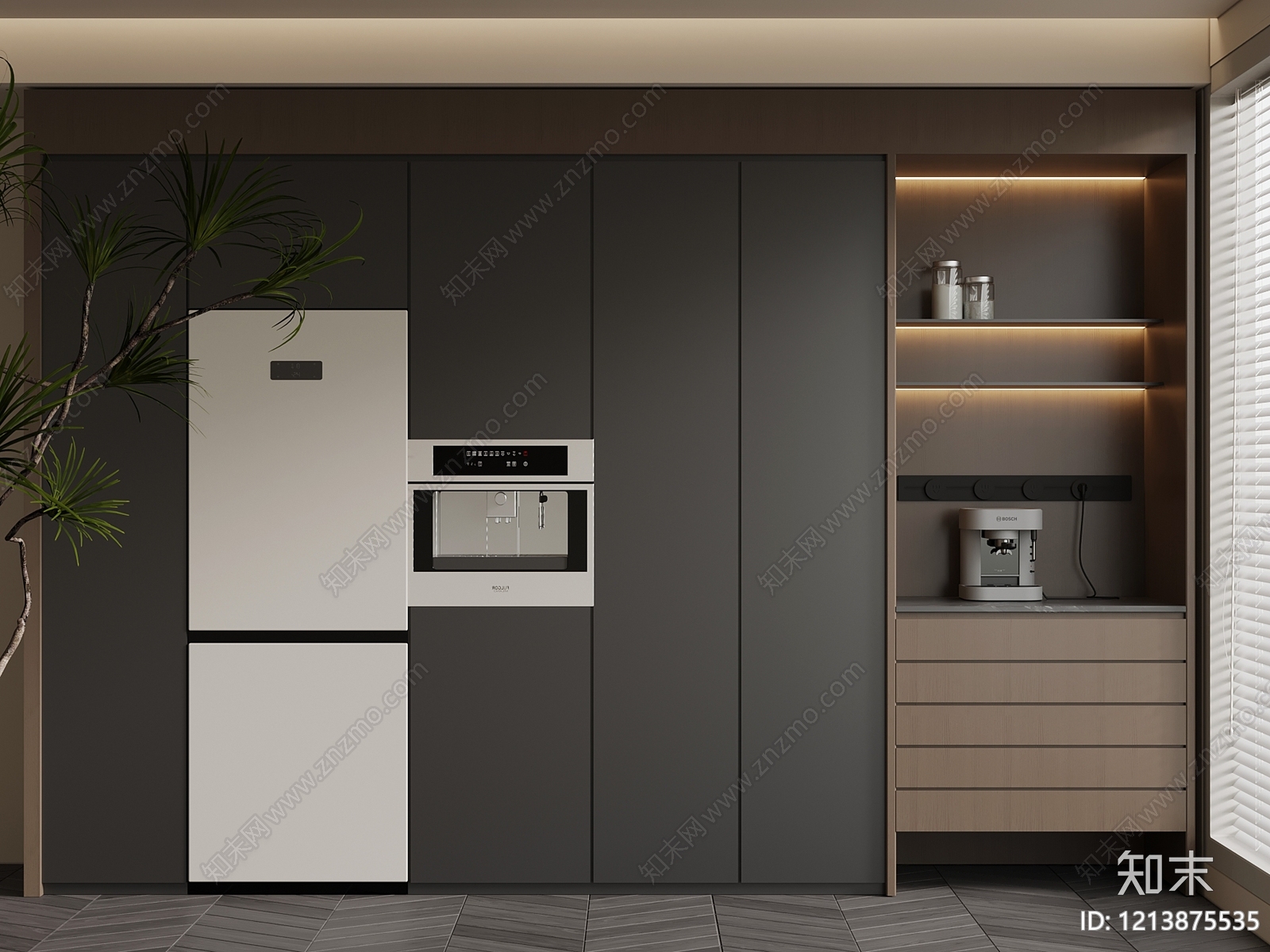 现代简约餐边柜3D模型下载【ID:1213875535】