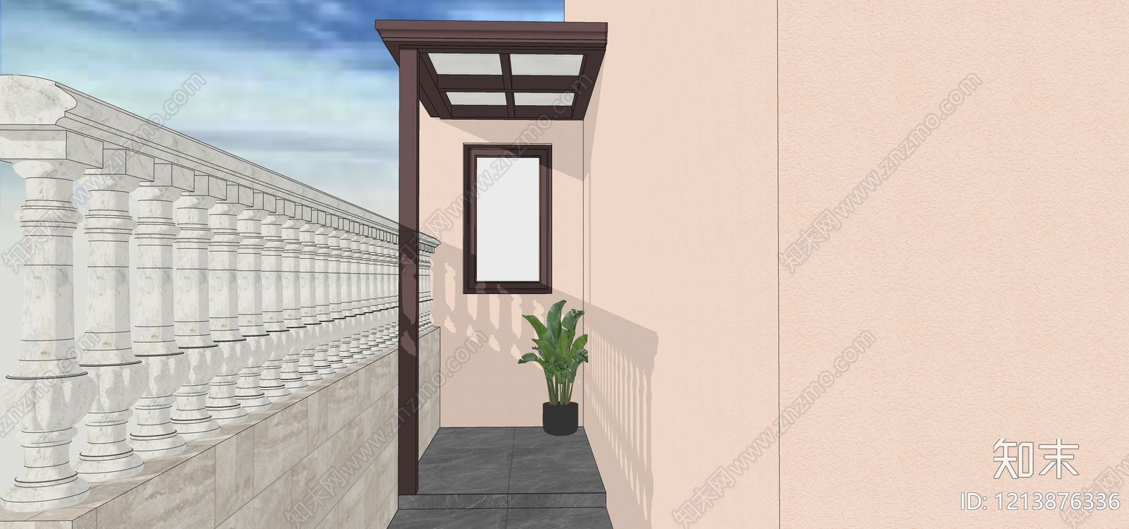新中式雨棚SU模型下载【ID:1213876336】
