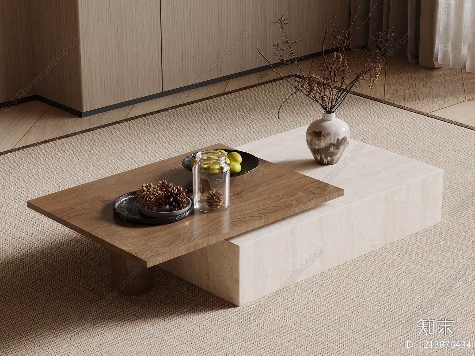 日式茶几3D模型下载【ID:1213876434】