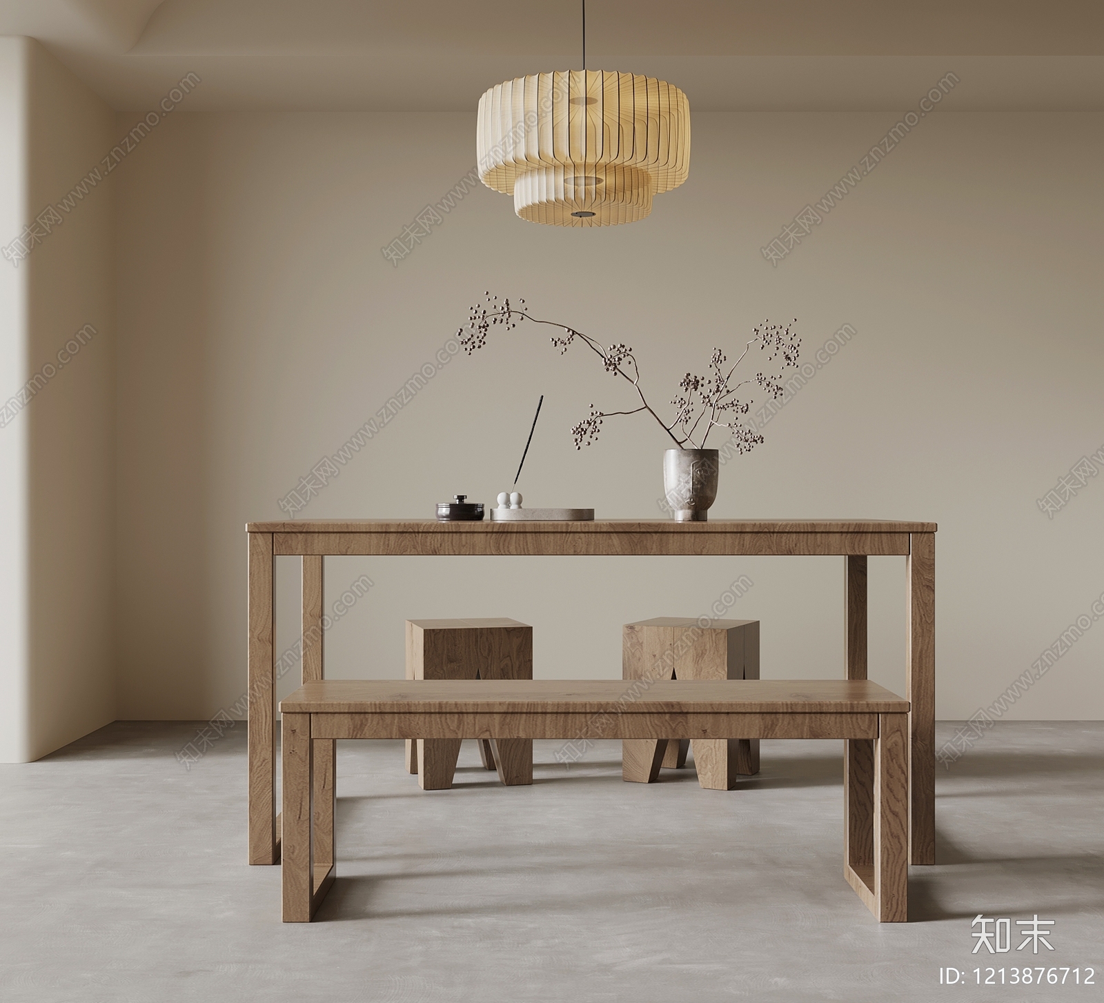 原木风餐桌椅3D模型下载【ID:1213876712】