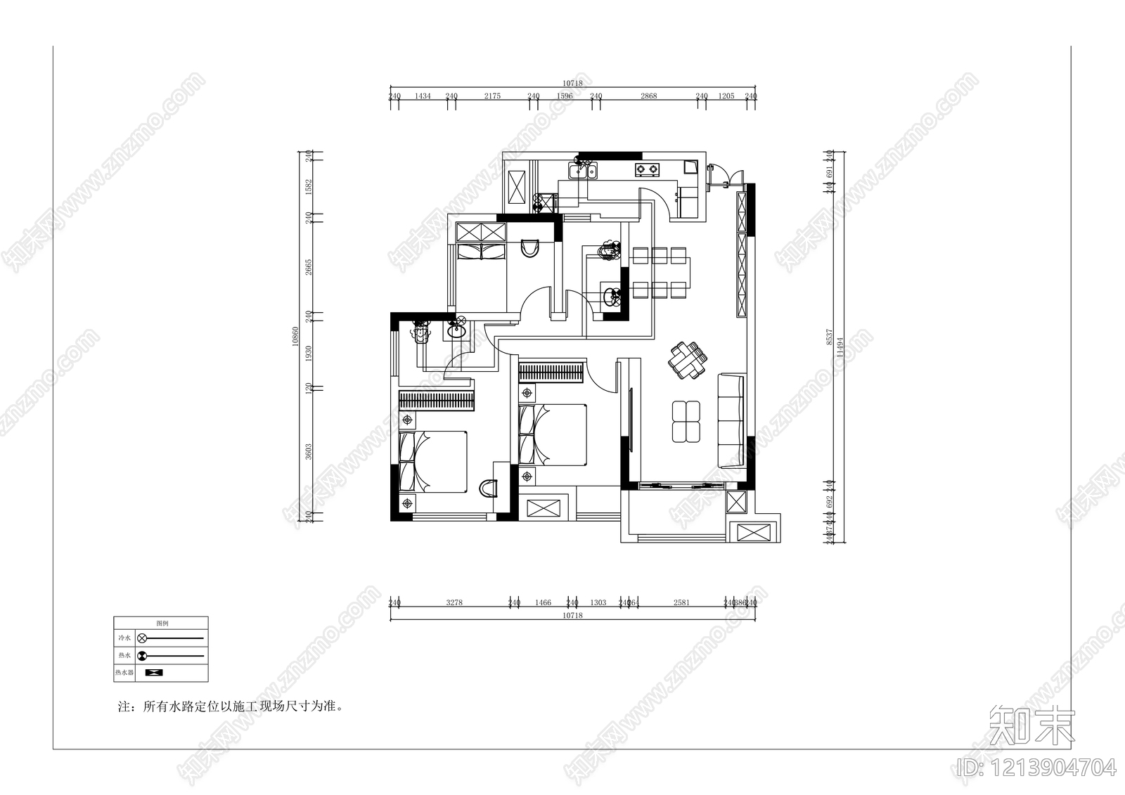 其他家装空间cad施工图下载【ID:1213904704】