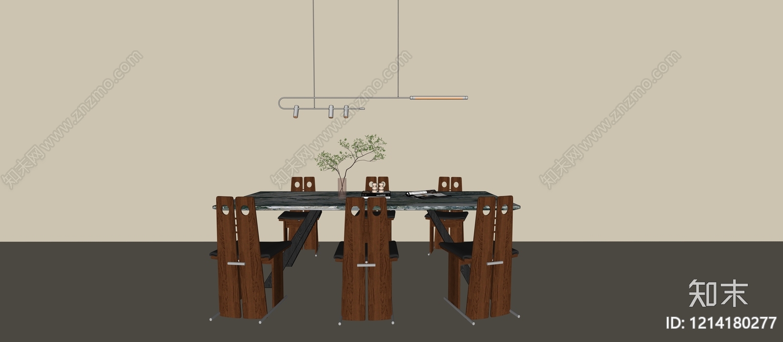 现代简约餐桌椅SU模型下载【ID:1214180277】