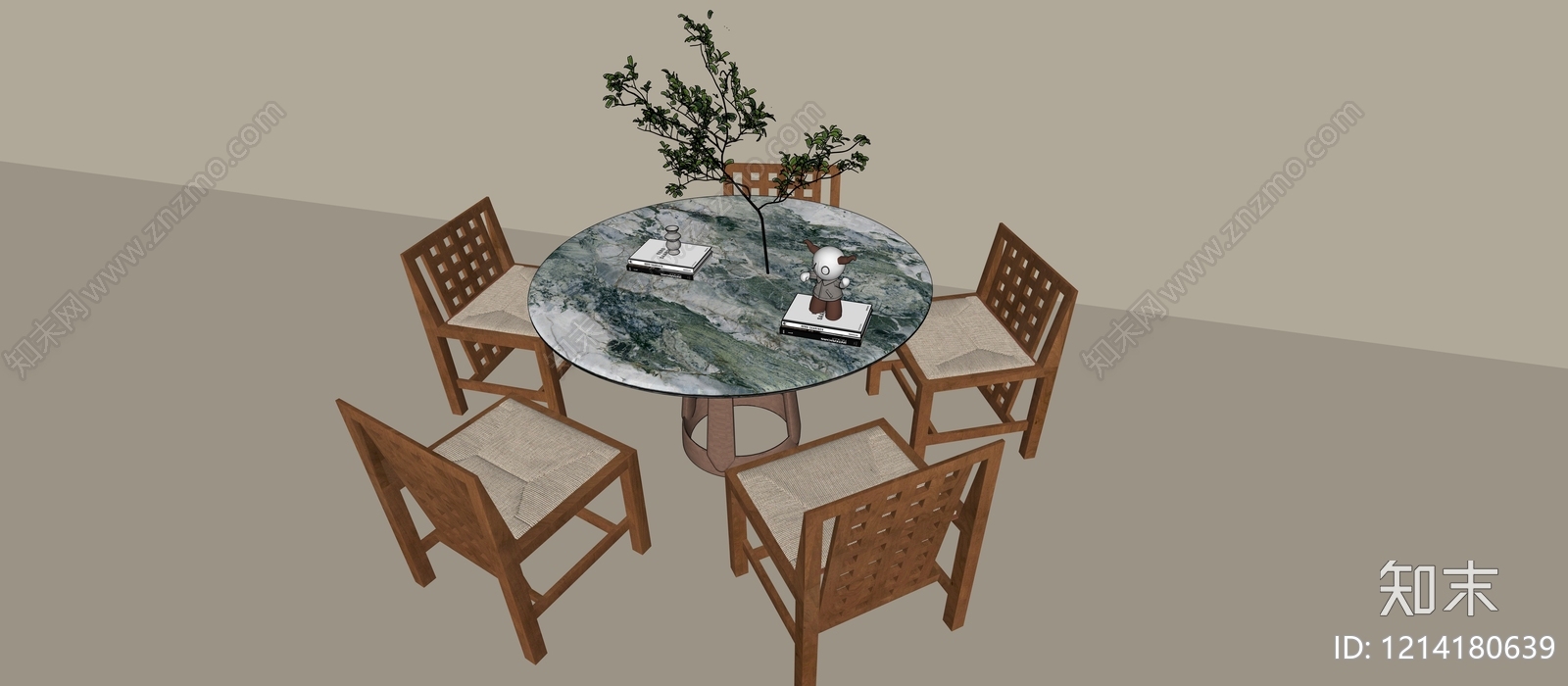 新中式休闲桌椅SU模型下载【ID:1214180639】