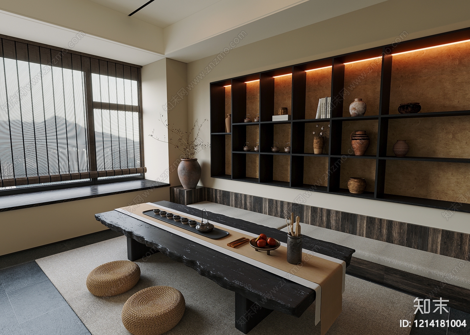 新中式茶室SU模型下载【ID:1214181004】