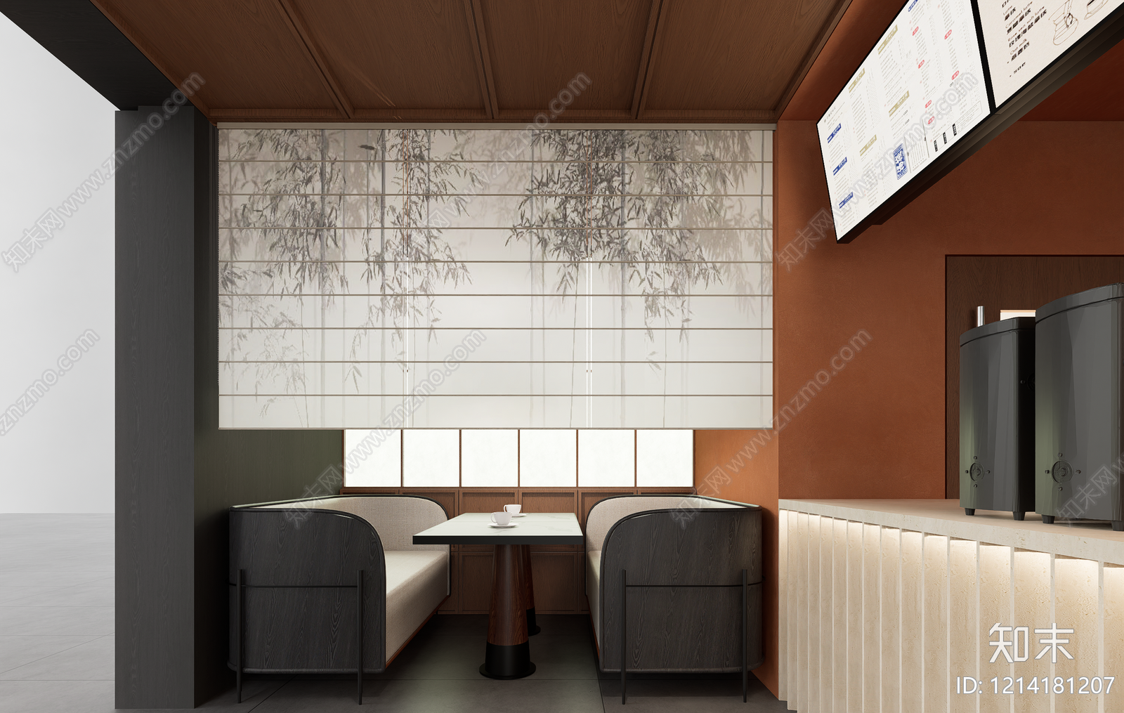 新中式奶茶店SU模型下载【ID:1214181207】