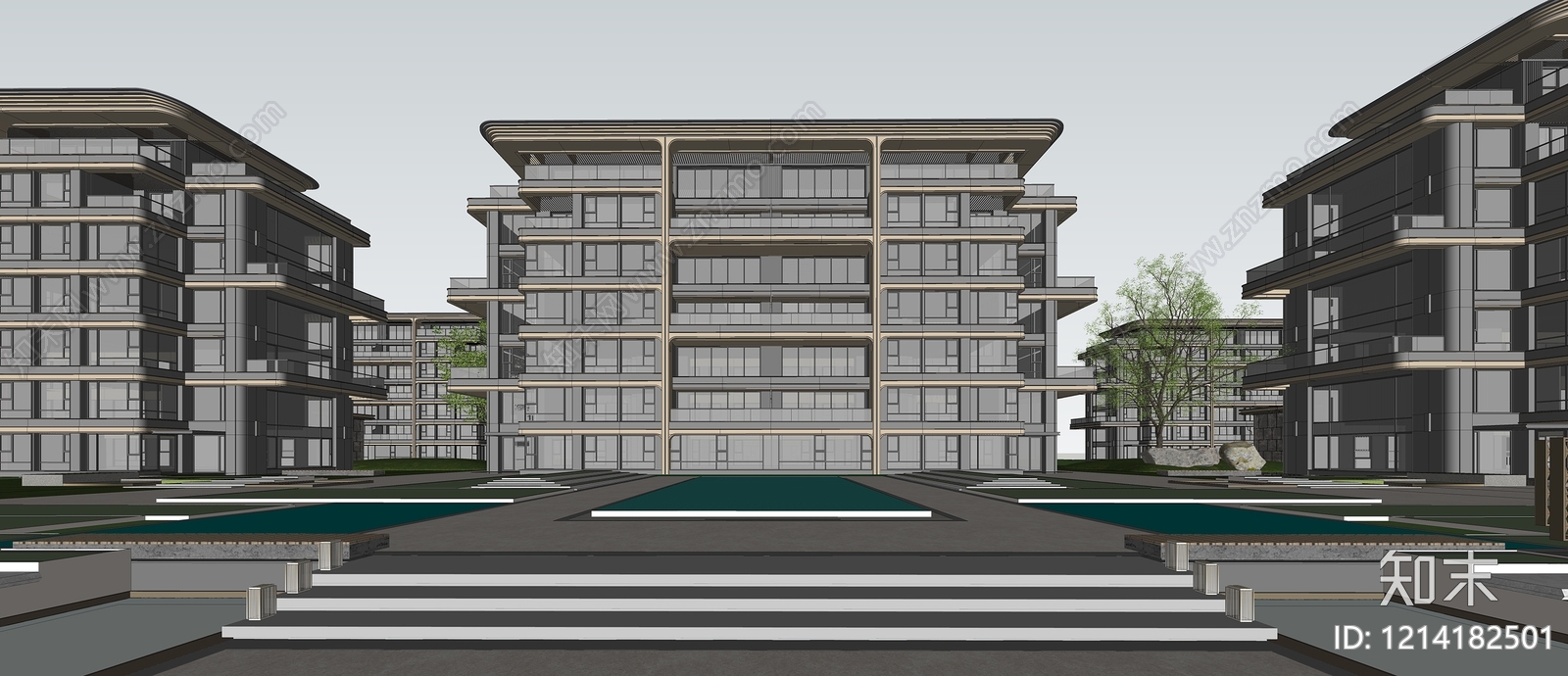 现代简约多层住宅SU模型下载【ID:1214182501】