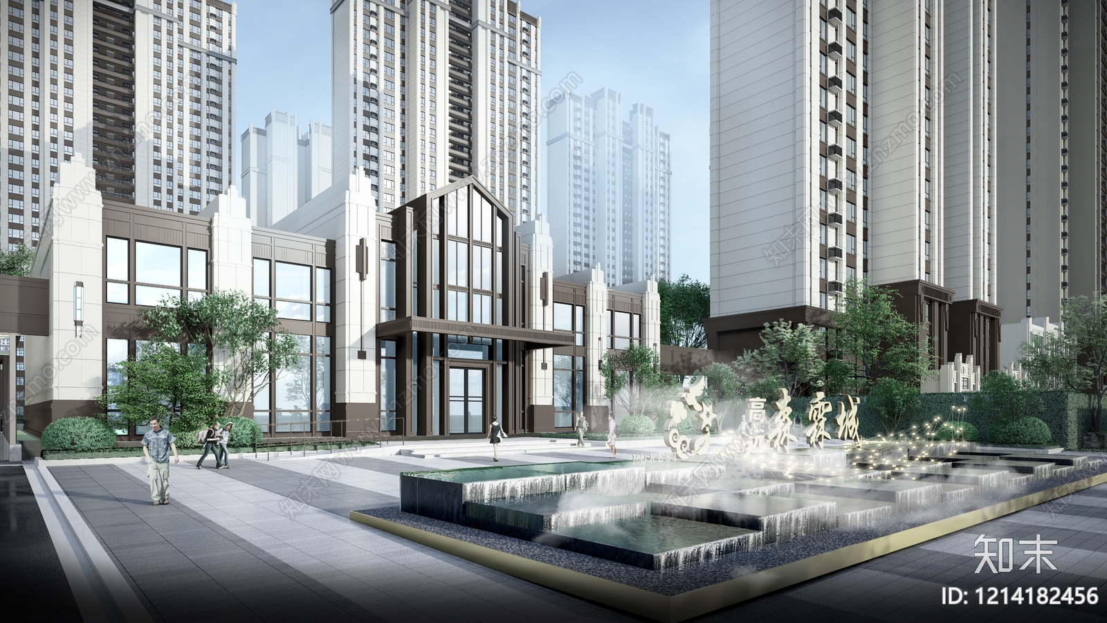 新古典主义售楼处建筑SU模型下载【ID:1214182456】