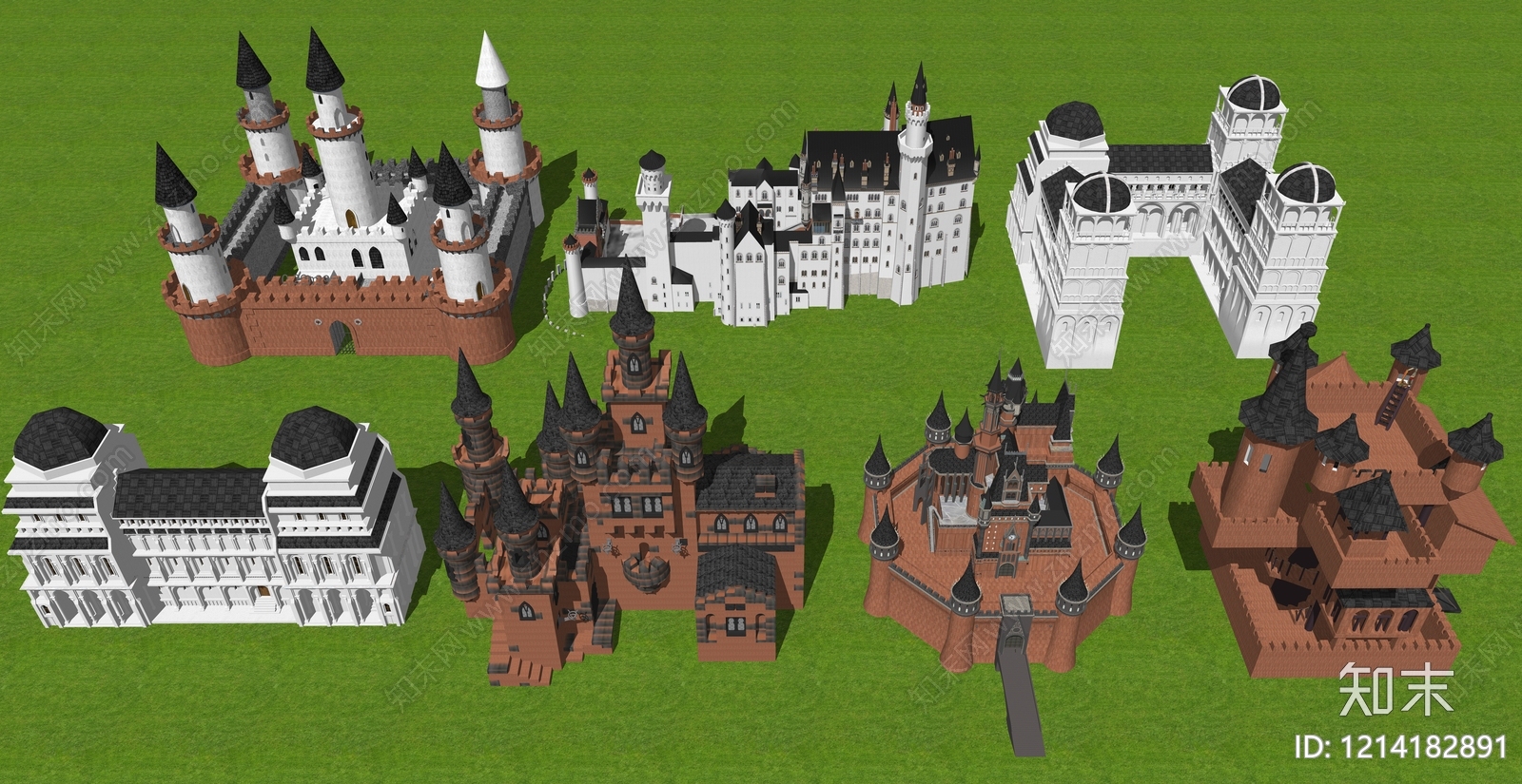 欧式城堡古建筑SU模型下载【ID:1214182891】
