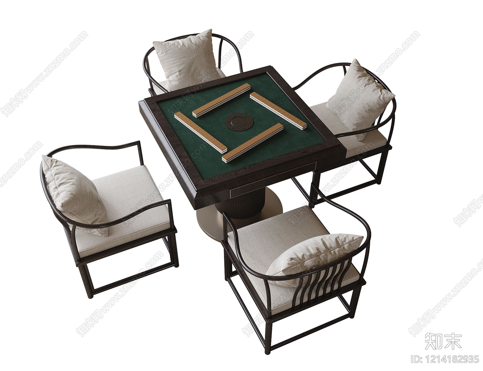 新中式麻将桌3D模型下载【ID:1214182935】