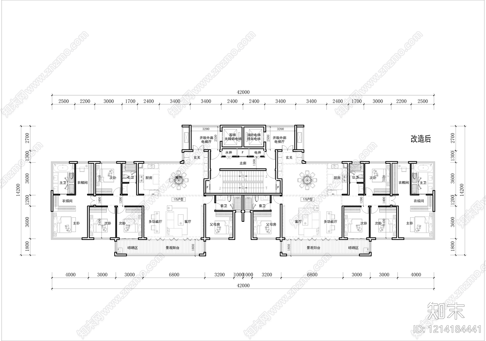 高层住宅cad施工图下载【ID:1214184441】