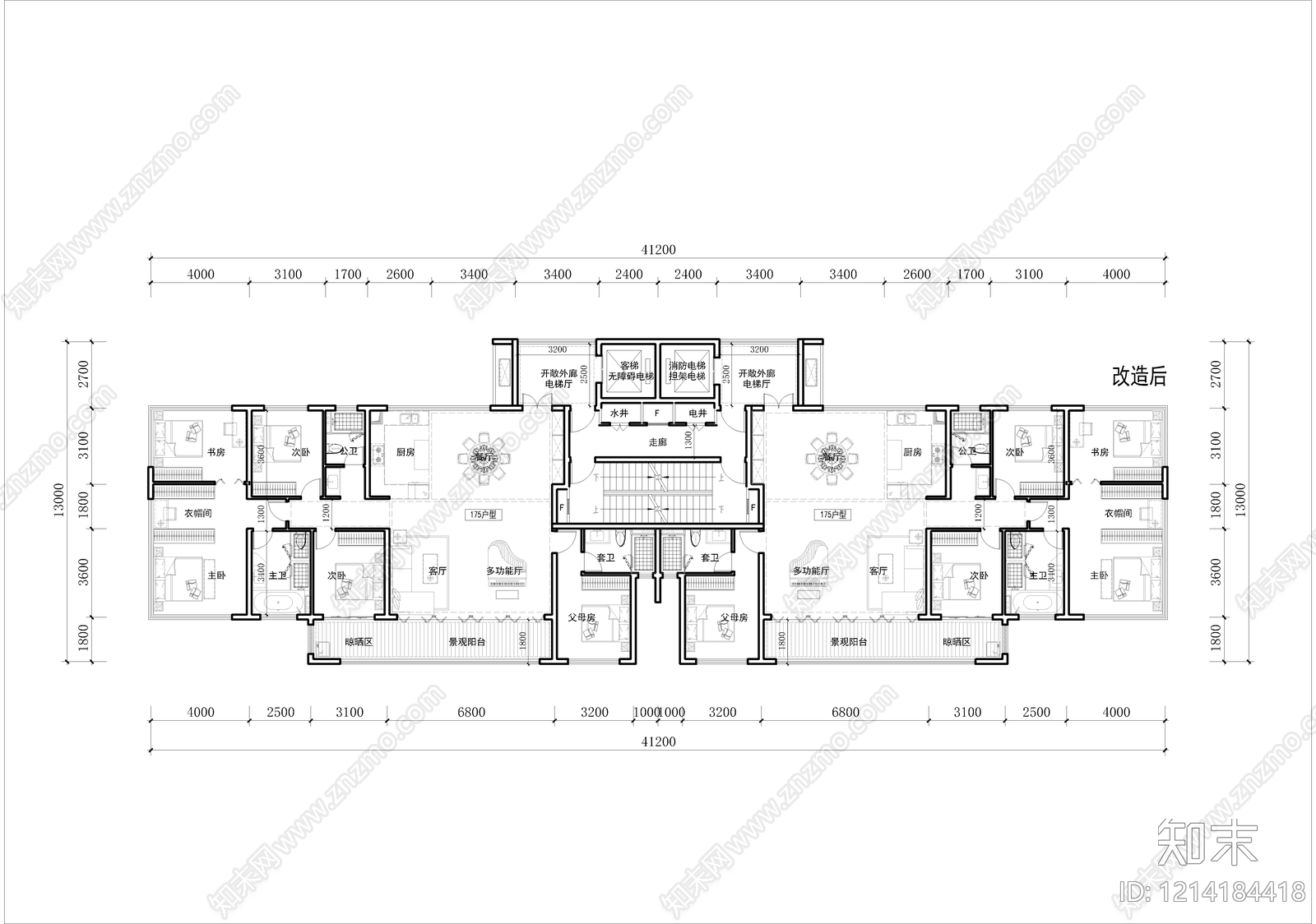 高层住宅cad施工图下载【ID:1214184418】