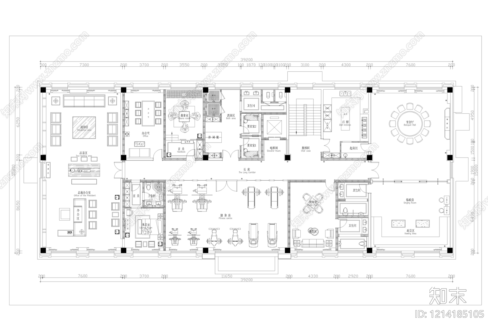现代会所施工图下载【ID:1214185105】